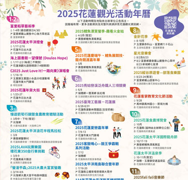 2025花蓮觀光年曆及2025花蓮觀光活動